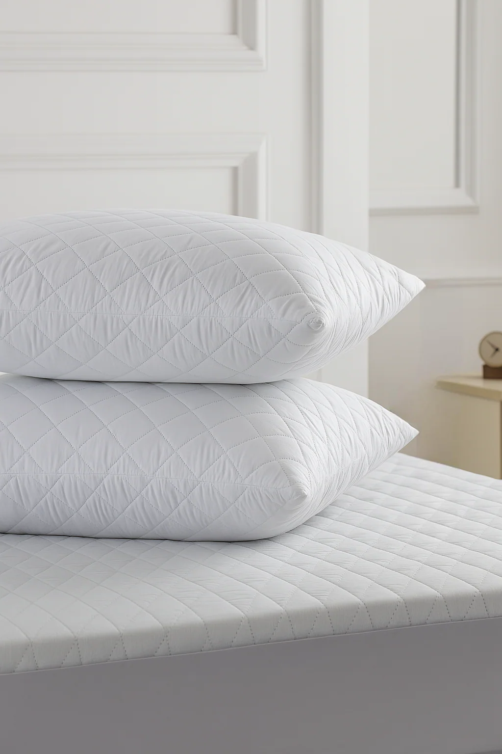 Pamuklu Kapitoneli Yastık Koruyucu Beyaz (2 ADET)