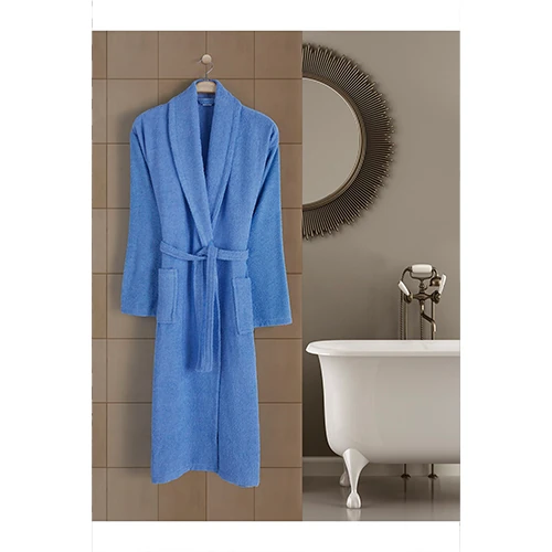 Şalyaka Pamuklu Tek Bornoz Mavi