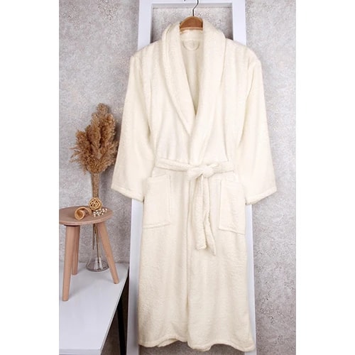 Şalyaka Pamuklu Tek Bornoz Krem