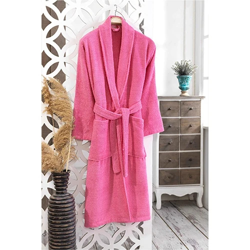 Şalyaka Pamuklu Tek Bornoz Pembe