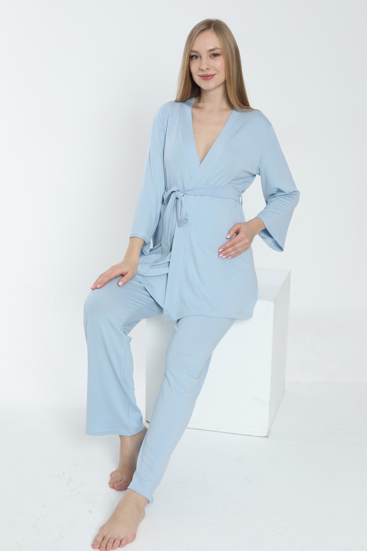 4353 Önden Bağlamalı Hamile ve Lohusa Pijama Takımı
