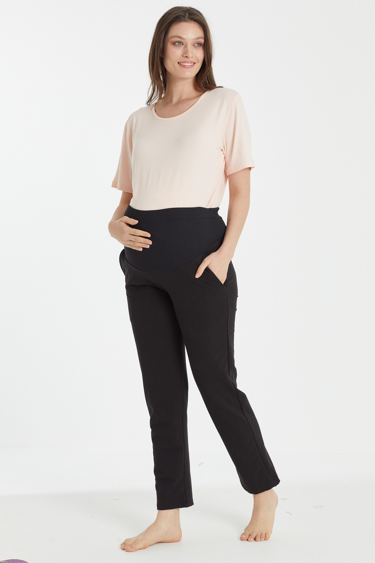 4061 Mom Fit Hamile ve Lohusa Eşofman Altı  - Siyah