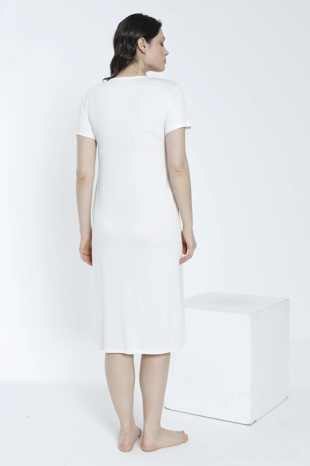 4361 Sabahlıklı Önden Düğmeli Hamile ve Lohusa Gecelik Takımı 