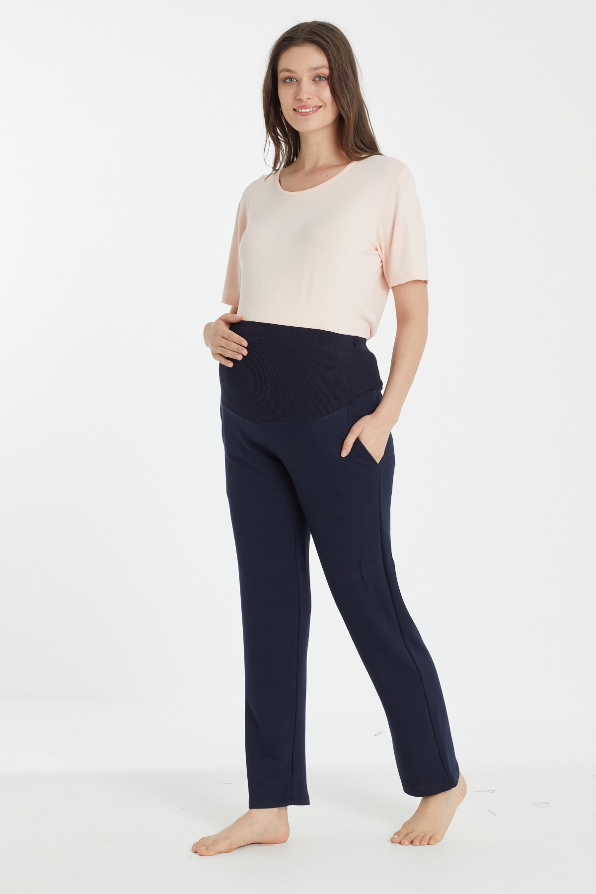 4061 Mom Fit Hamile ve Lohusa Eşofman Altı  - Lacivert