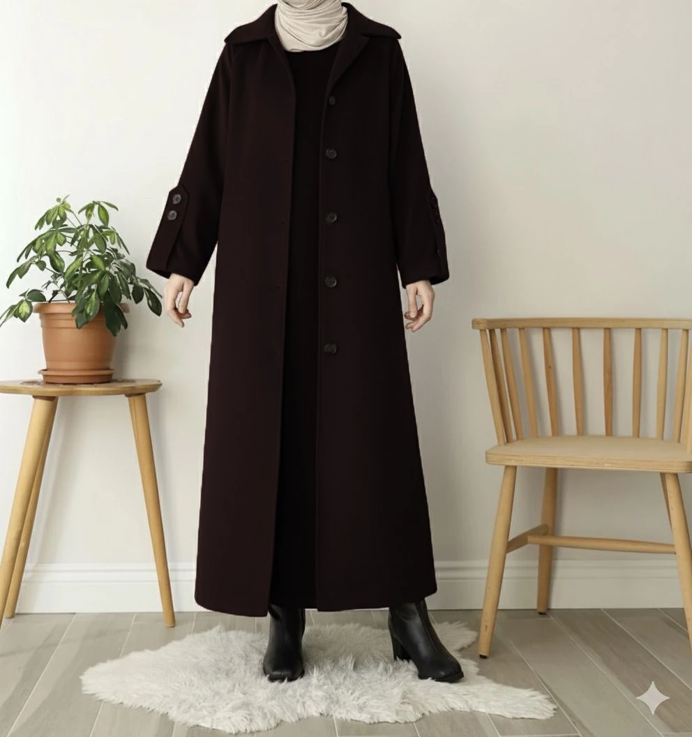 Kaşe Trenç Kaban - Acı Kahve 