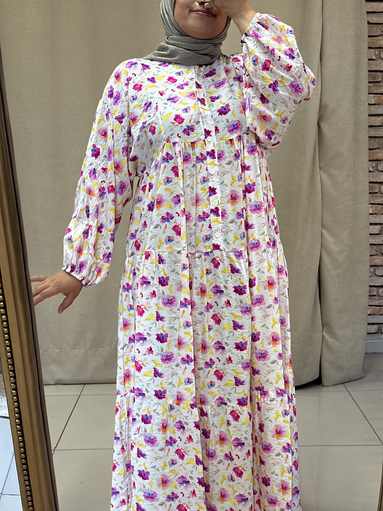 Çiçekli Elbise - Pembe