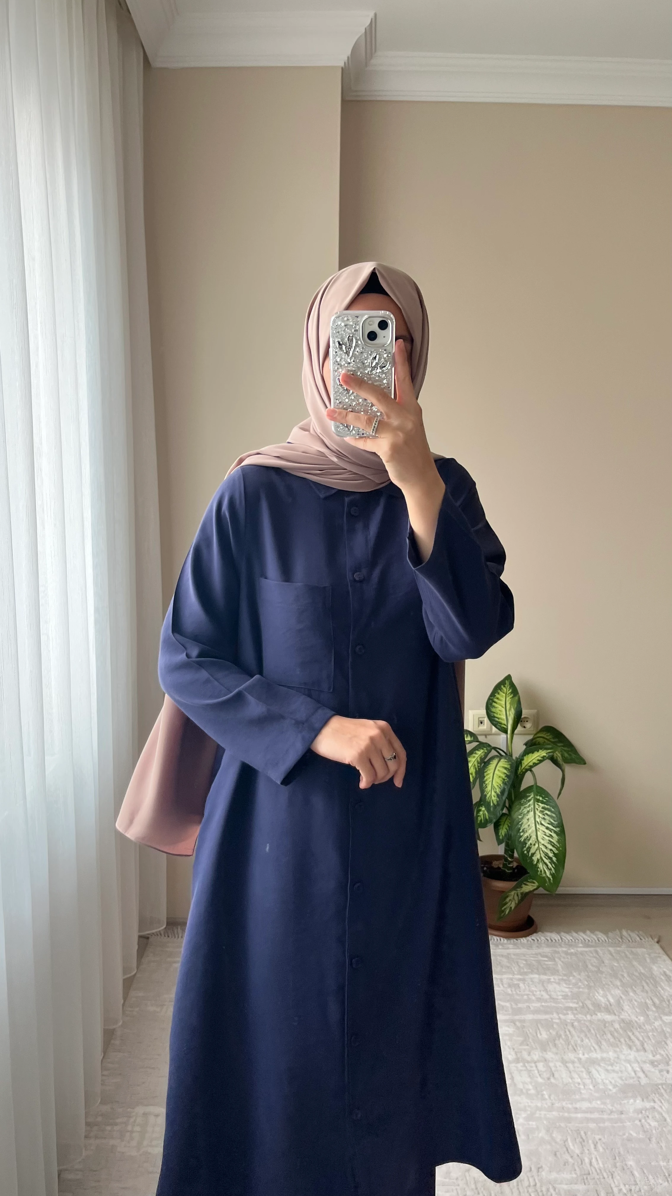 Tensel Düğmeli Takım - Lacivert 