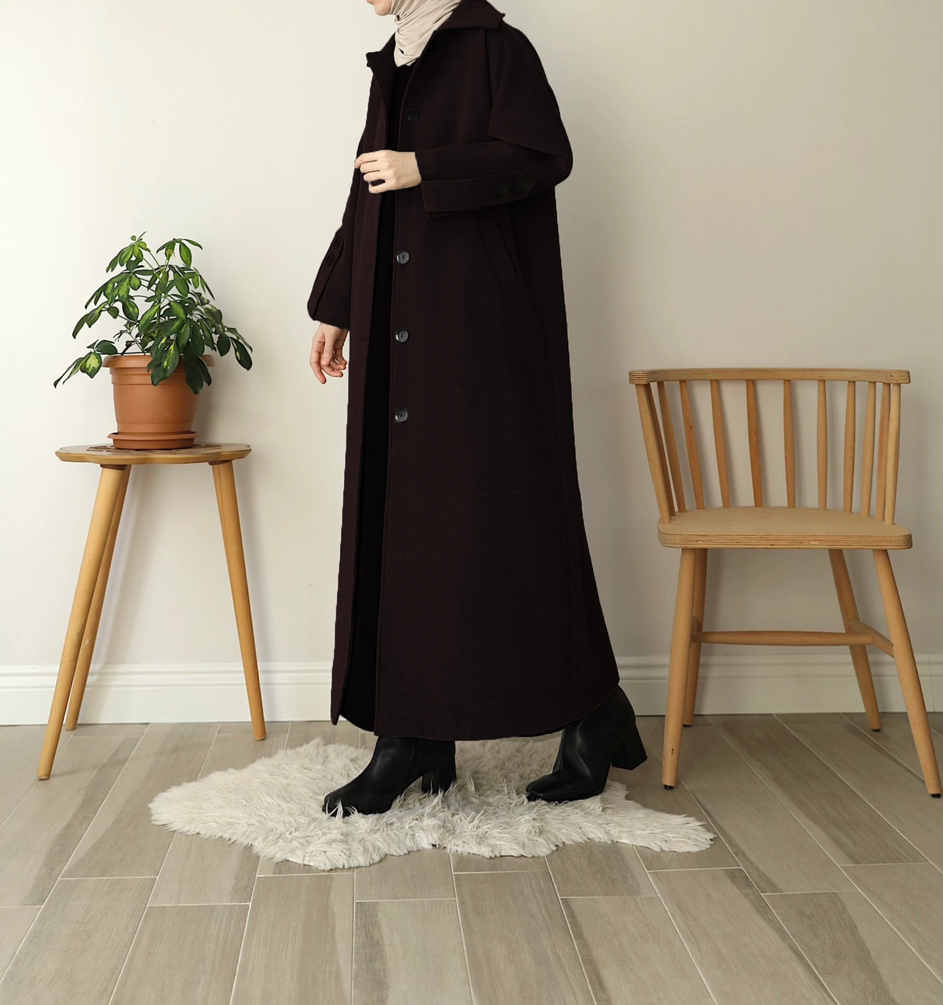 Kaşe Trenç Kaban - Acı Kahve 