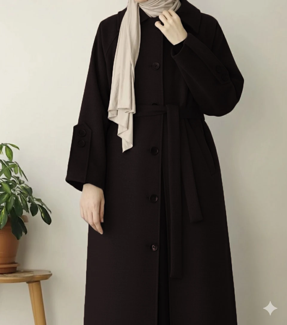 Kaşe Trenç Kaban - Acı Kahve 