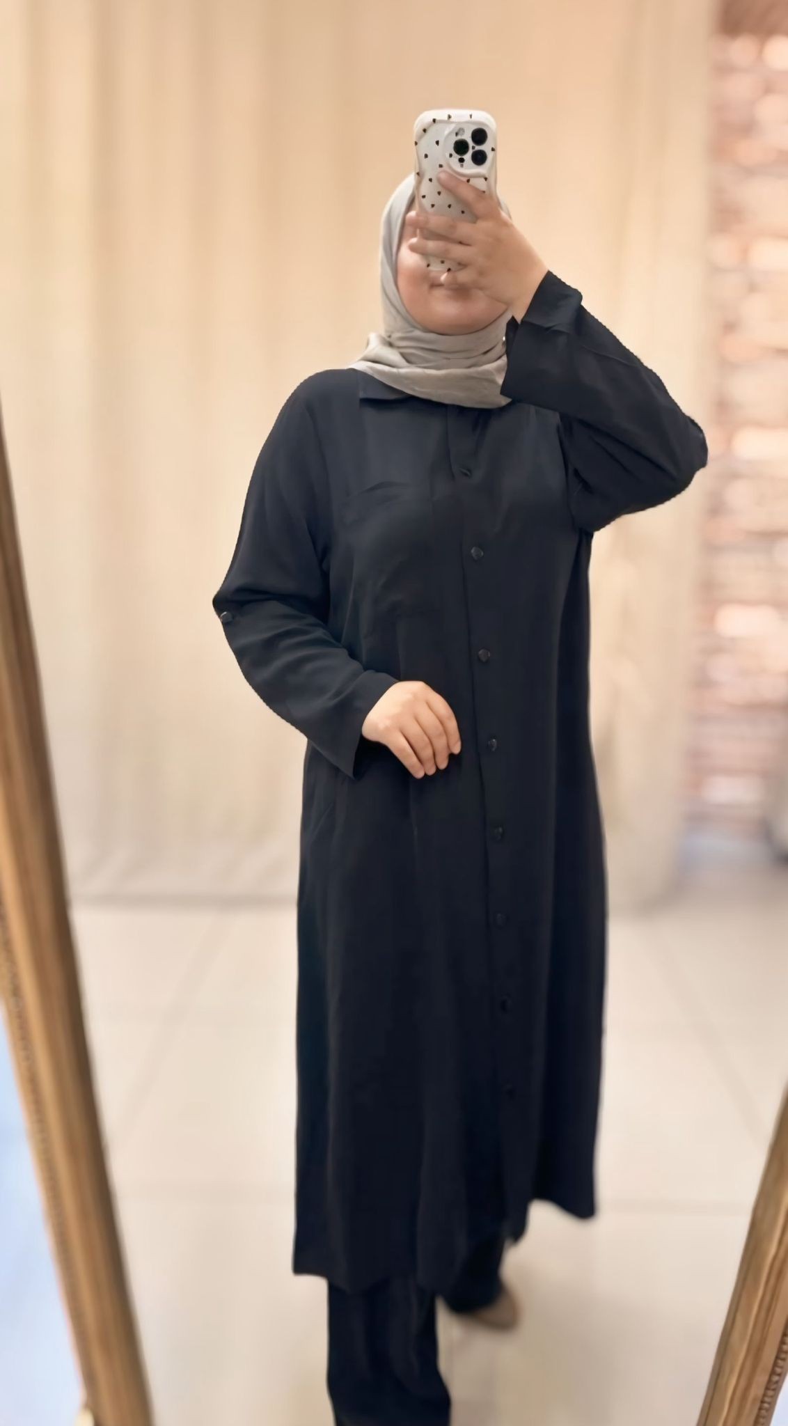 Tensel Düğmeli Takım - Siyah 