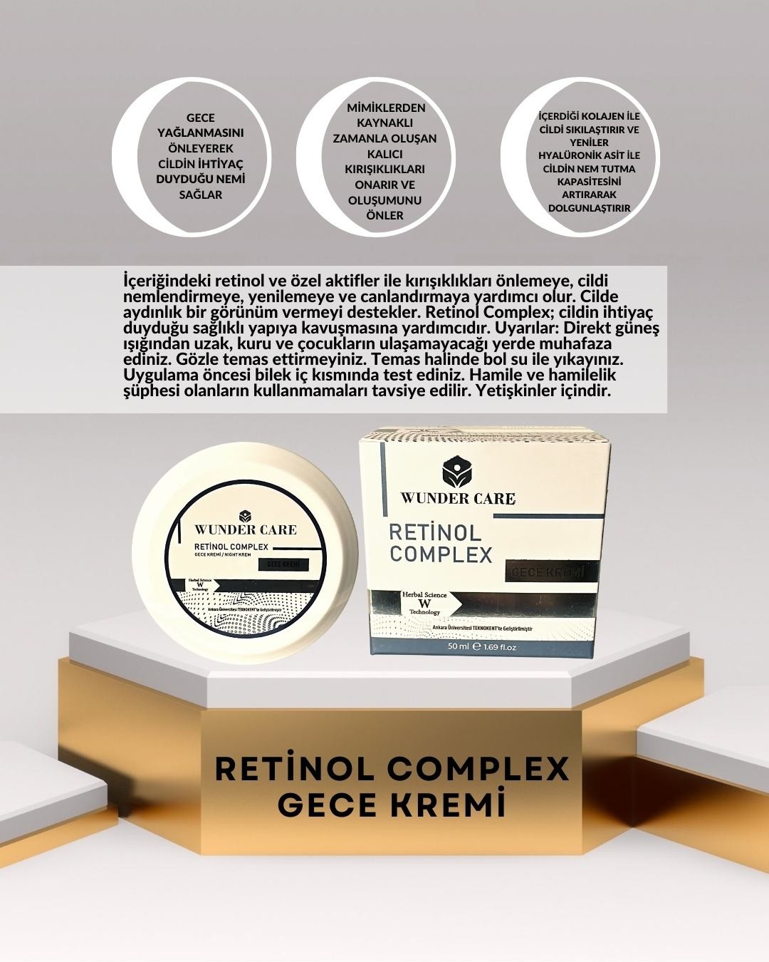 Wunder Care Retinol Krem- Gece Kremi - Hyaluronik Acid - Collagen - Niacinamide - Arbutin - Night Cream
