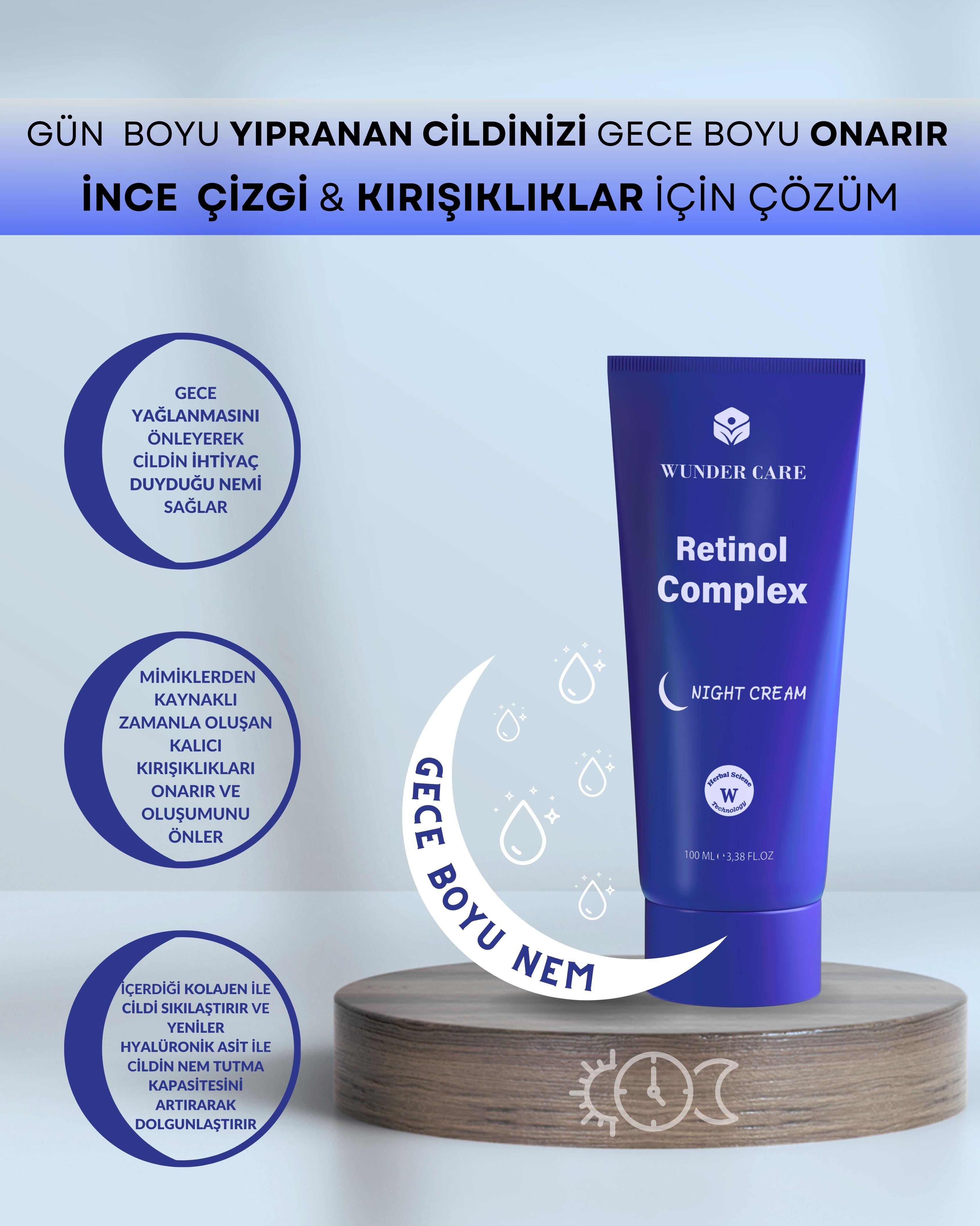 Wunder Care Retinol Krem- Gece Kremi - Hyaluronik Acid - Collagen - Niacinamide - Arbutin - Night Cream