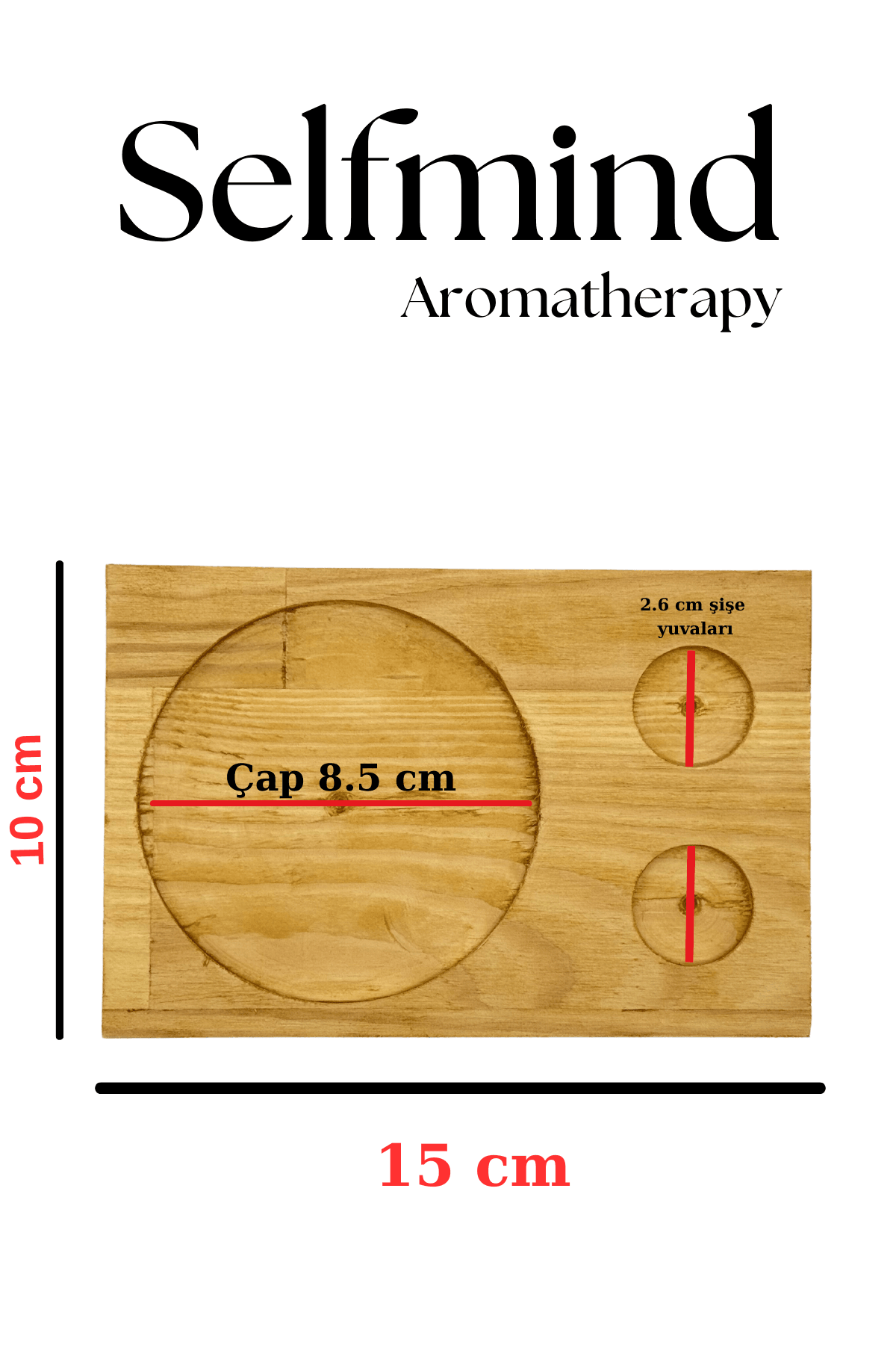 Selfmind Aromaterapi Standı - 2 Uçucu Yağ Şişesi ve 1 Buhurdanlık için-%100 Doğal Çam Ağacı 10 ml Şişe Uyumlu