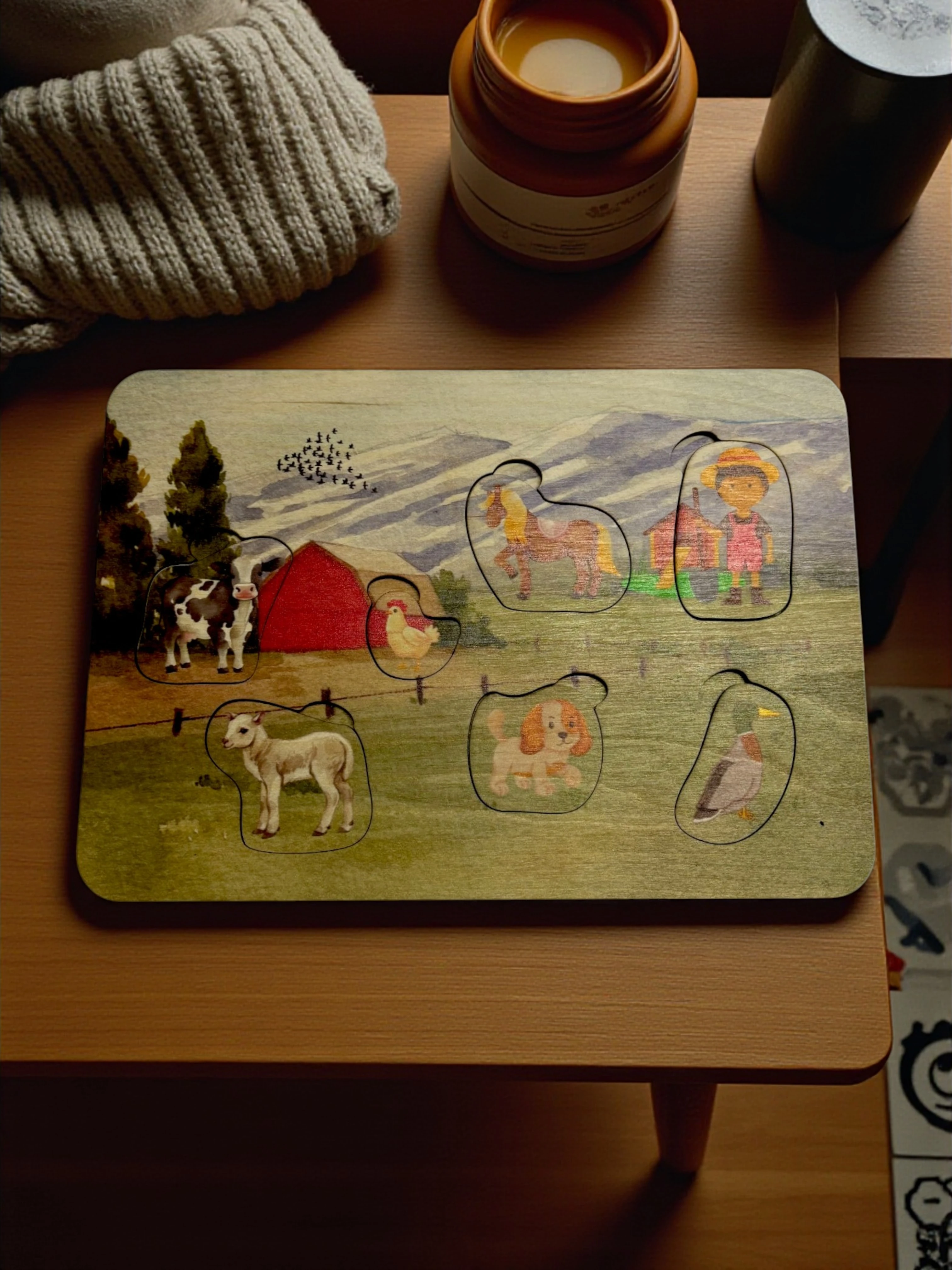 Temalı Ahşap Çocuk Puzzle, Renkli Yapboz, Bul Tak Bulmaca