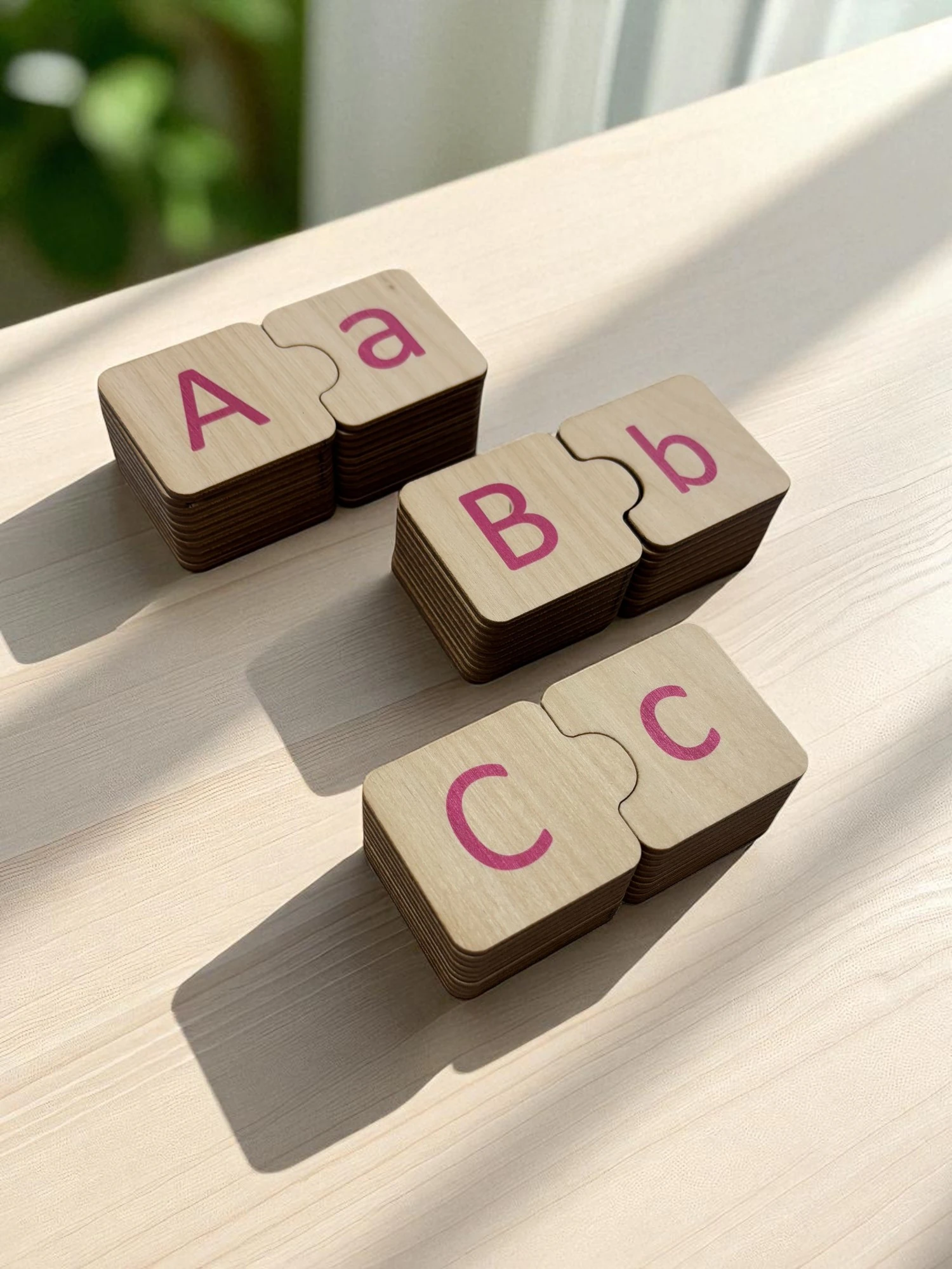 Türkçe Alfabe Eşleme, 29 Harf, Ahşap Alfabe Puzzle, Montessori Büyük Küçük Harf Bulmaca Oyunu