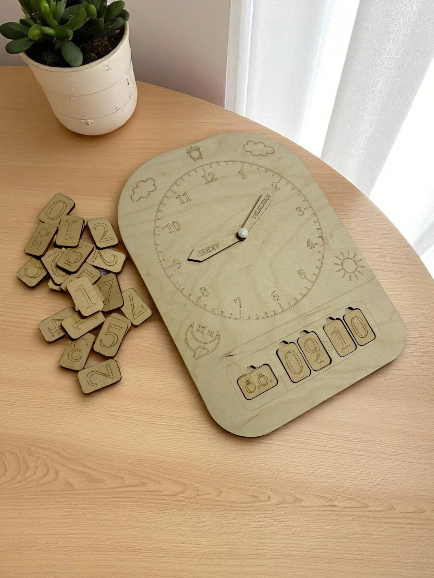Zaman Kaşifi, Analog/Dijital-Dönüşümlü Saat Öğrenimi, Montessori Ahşap Saat Öğrenim Oyuncağı