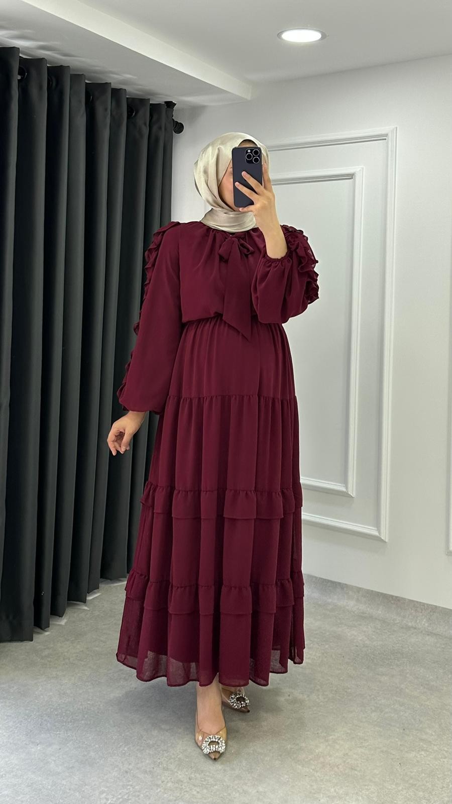 Birgül Elbise - Bordo