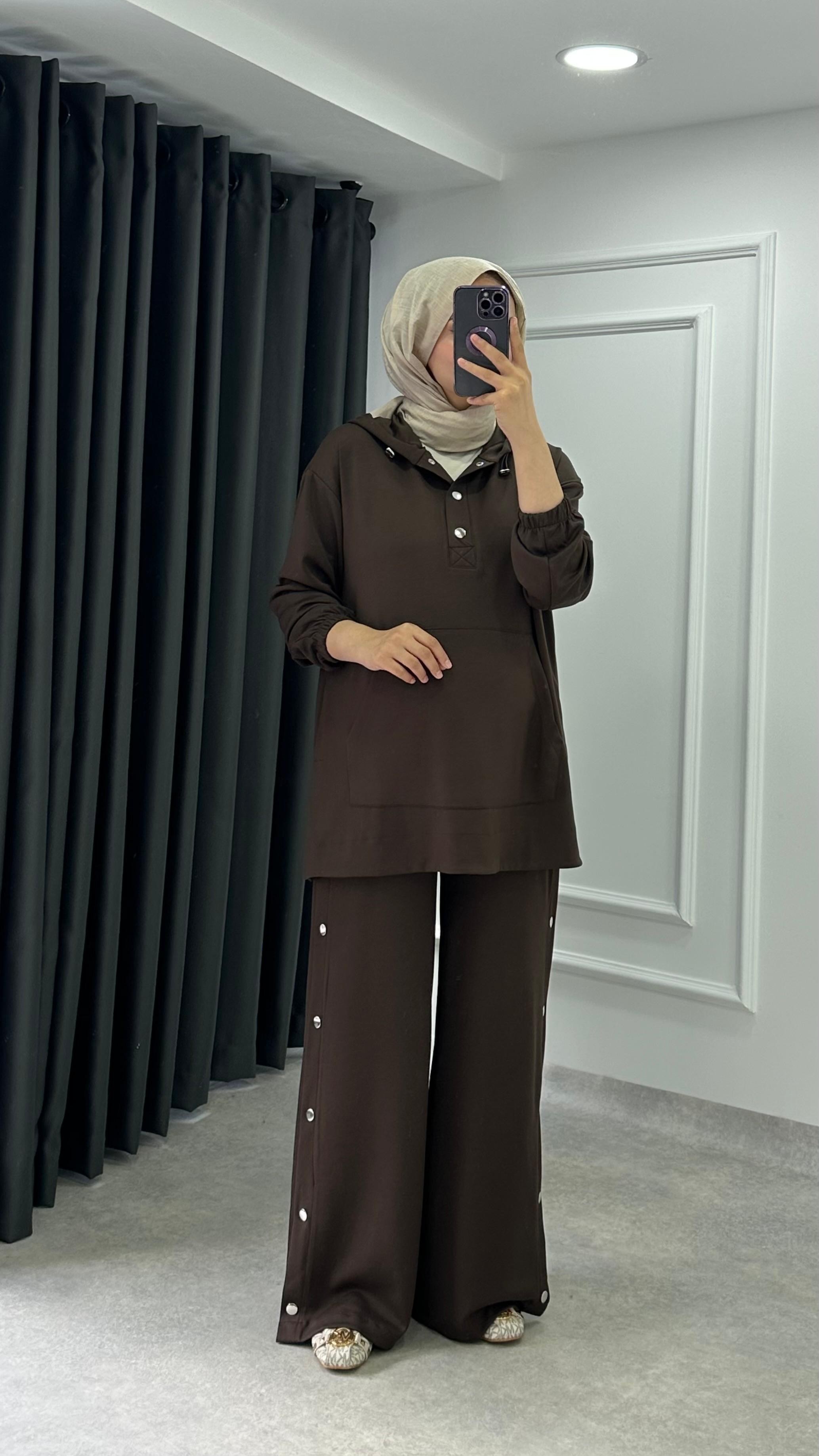 Çıtçıtlı Oysh Takım - Kahve
