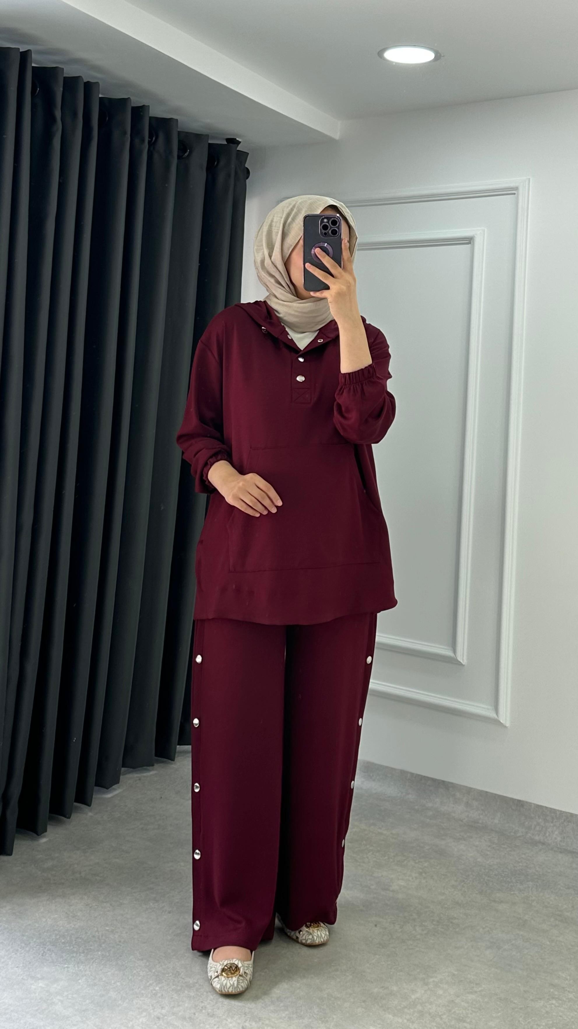 Çıtçıtlı Oysh Takım - Bordo
