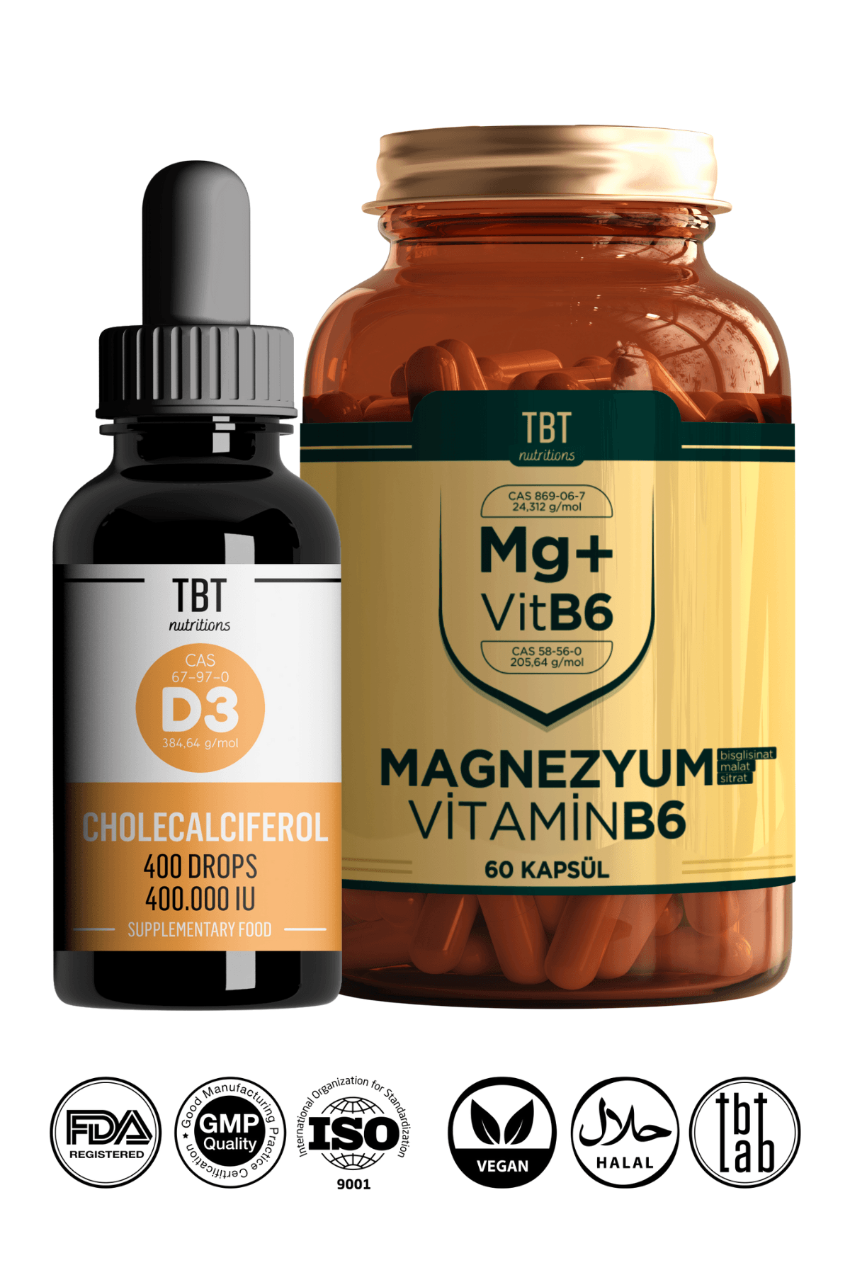 Magnezyum Bisglisinat/malat/sitrat + Vitamin B6 - Vitamin D3 Kolekalsiferol