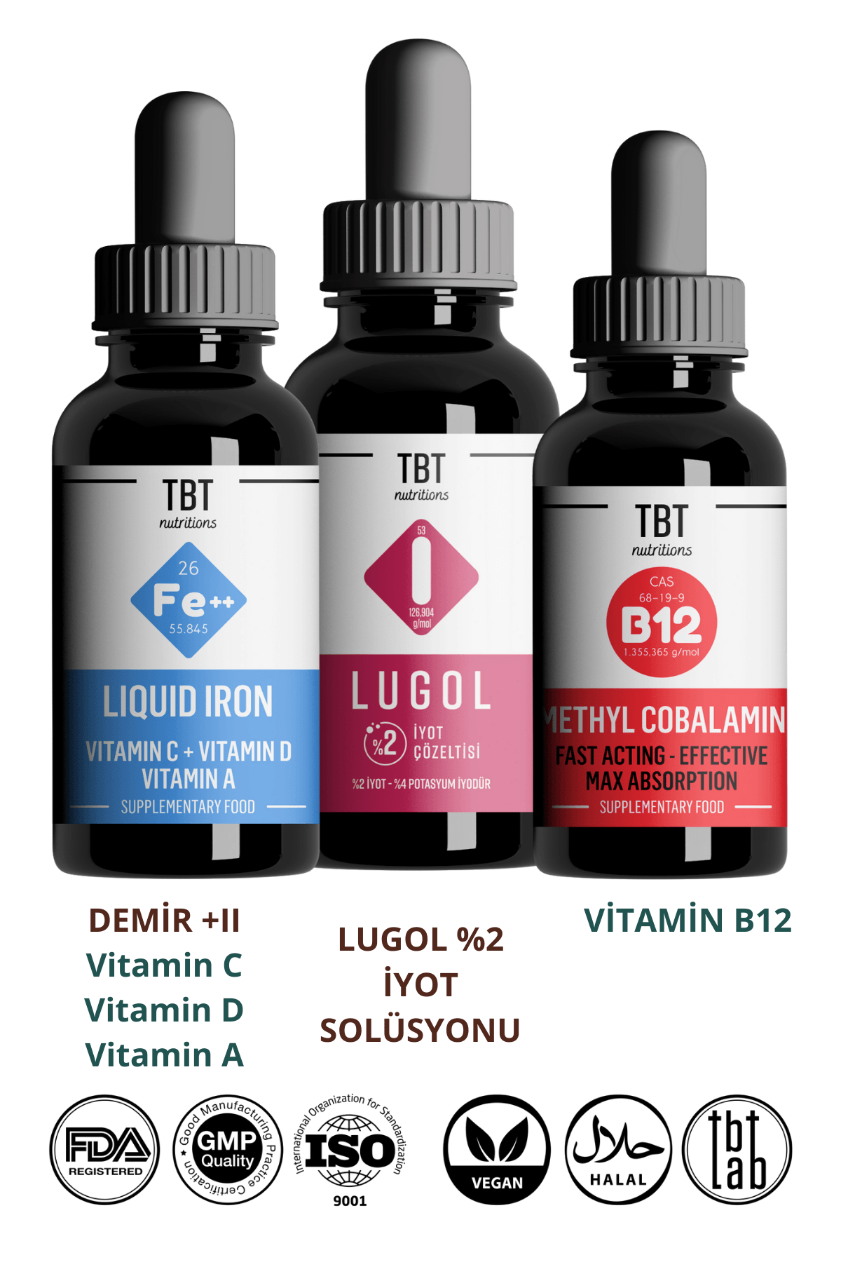 Vücudun Yıldızları: Lugol %2 Iyot Solüsyonu - Demir Damla - Vitamin B12 Damla