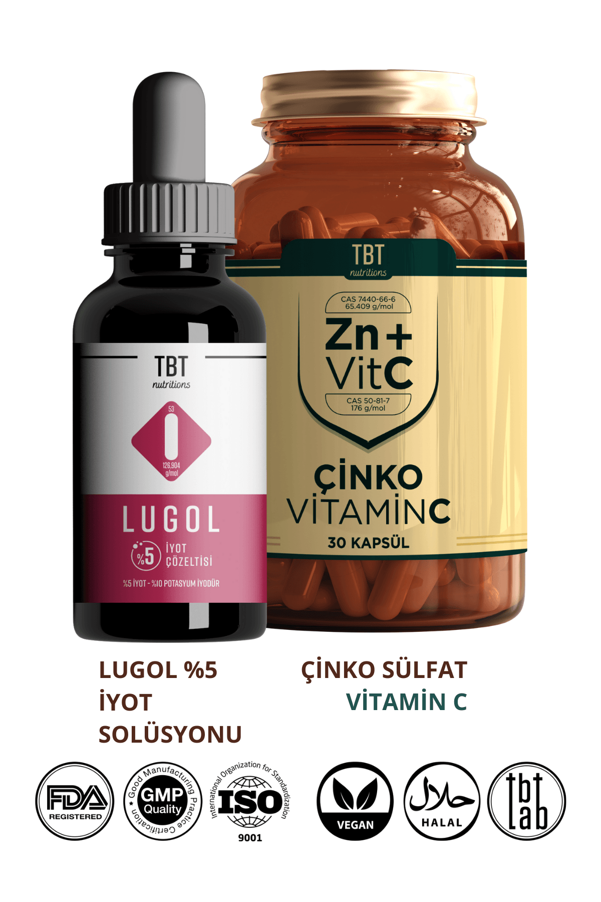 Lugol %5 Iyot Solüsyonu - Çinko + Vitamin C Içeren Takviye Edici Gıda