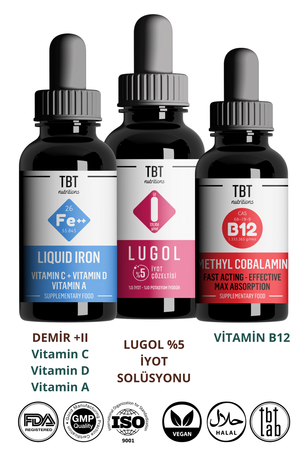 Vücudun Yıldızları: Lugol %5 Iyot Solüsyonu - Demir Damla - Vitamin B12 Damla