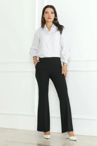 İspanyol Paça Double Krep Kumaş Pantolon