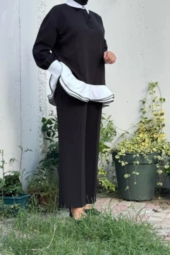 Boru Paça Double Krep Kumaş Pantolon