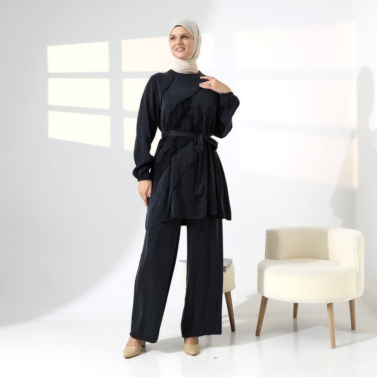 Asimetrik ipek kupra p.takım