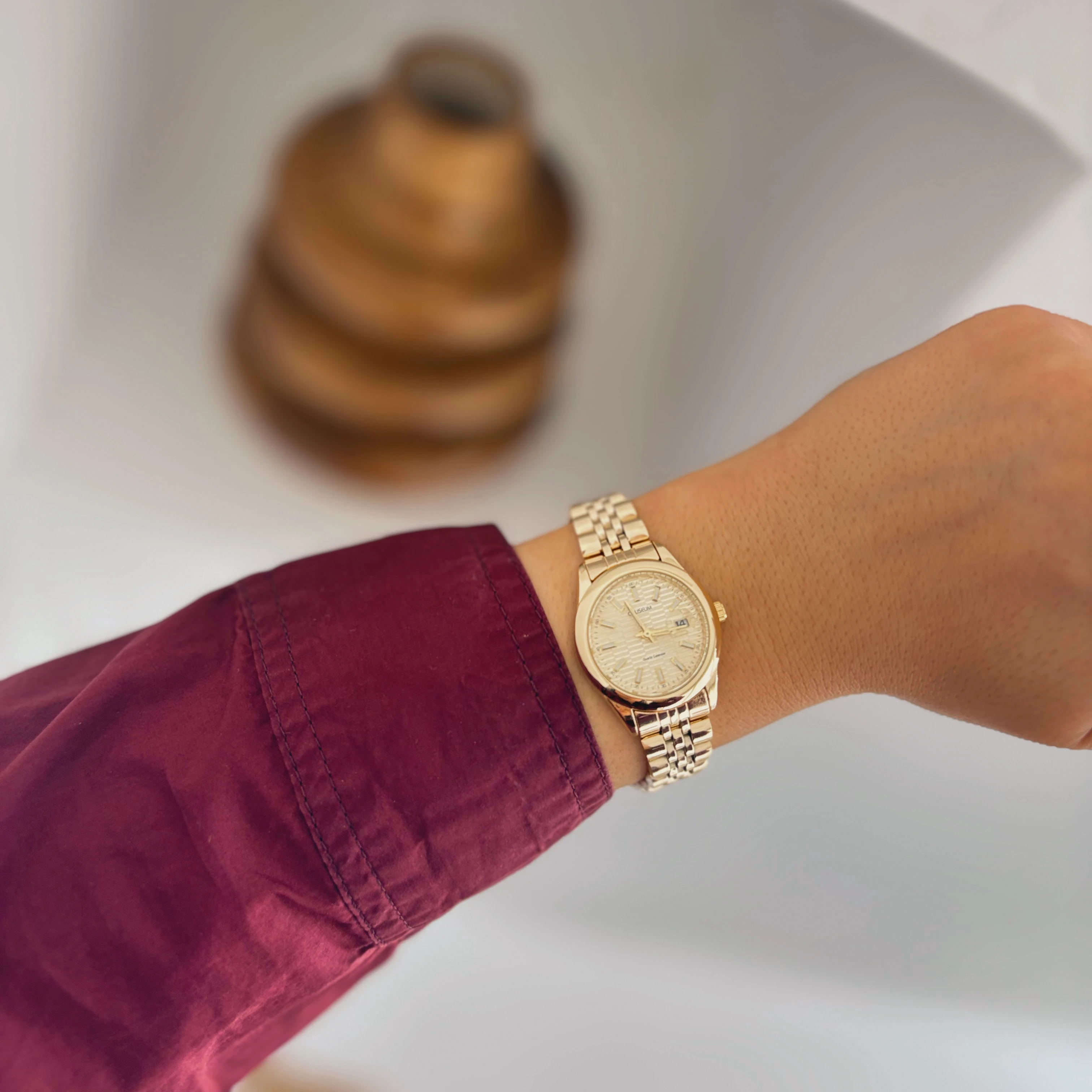 Lincoln Gold-White Watch | Saat