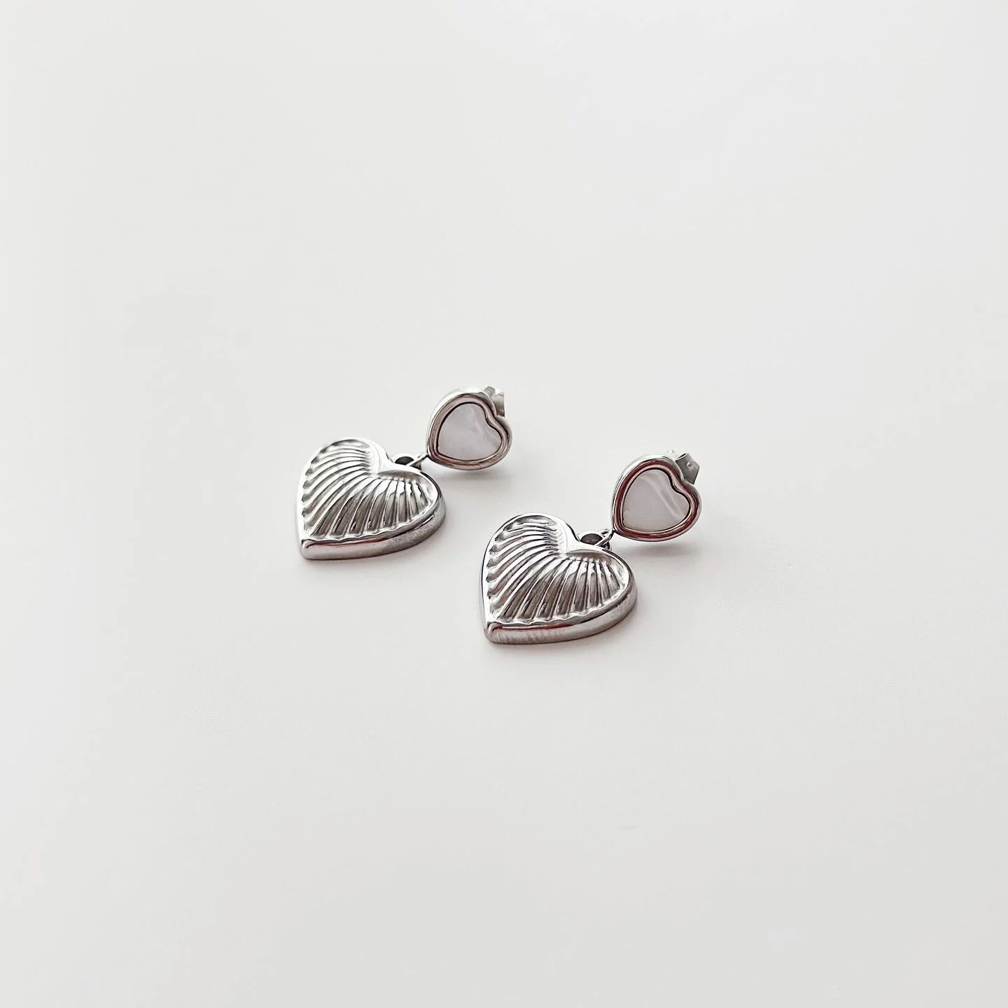 Heartley Grey Steel Earring | Çelik Küpe