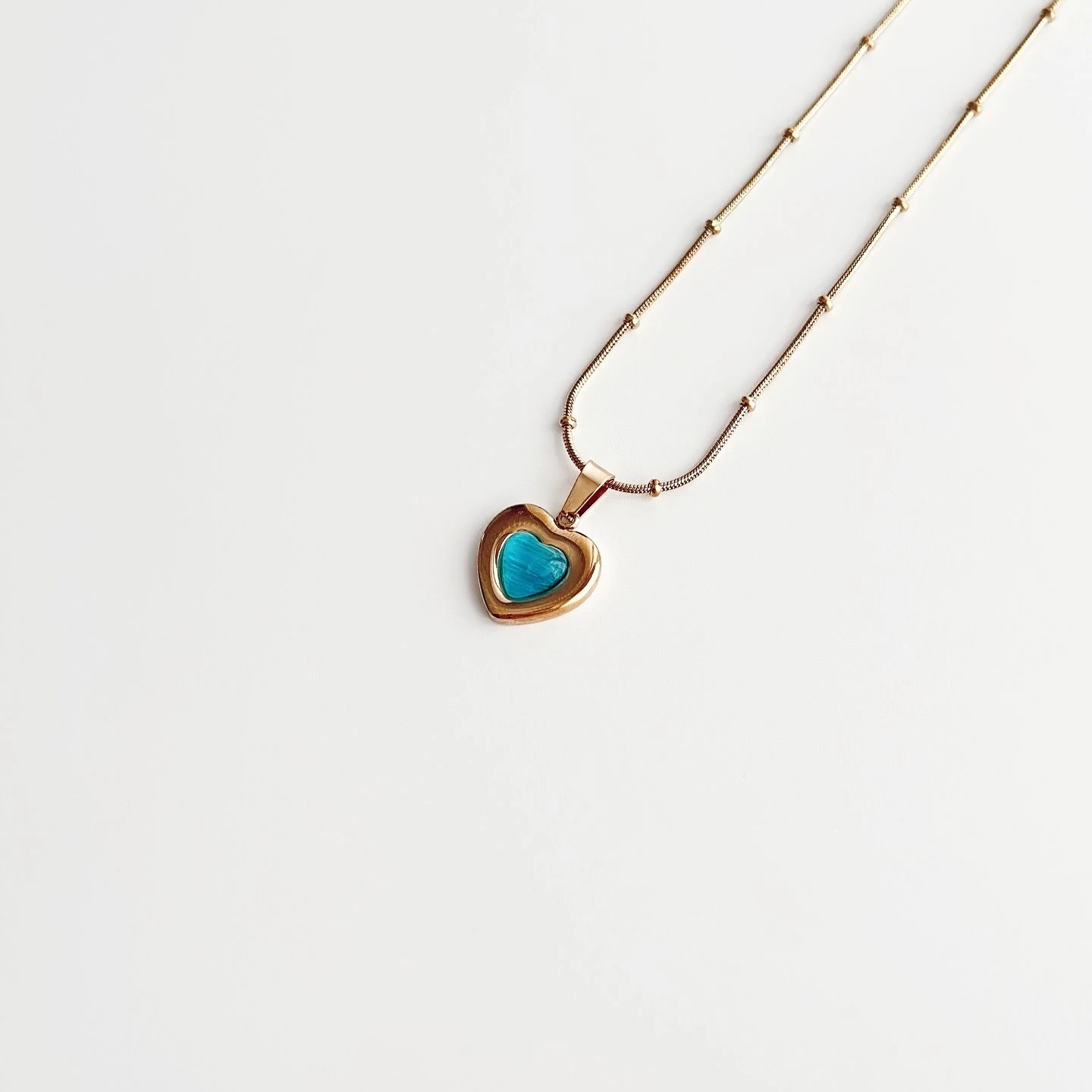 Blue Heart Steel Necklace | Çelik Kolye