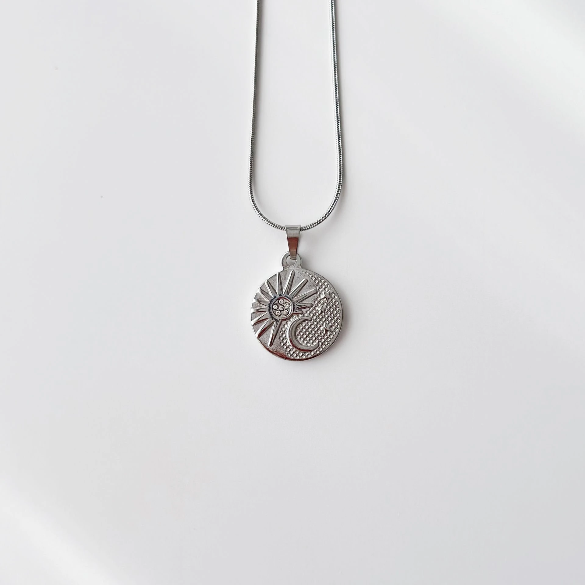 Crescent Grey Steel Necklace | Çelik Kolye