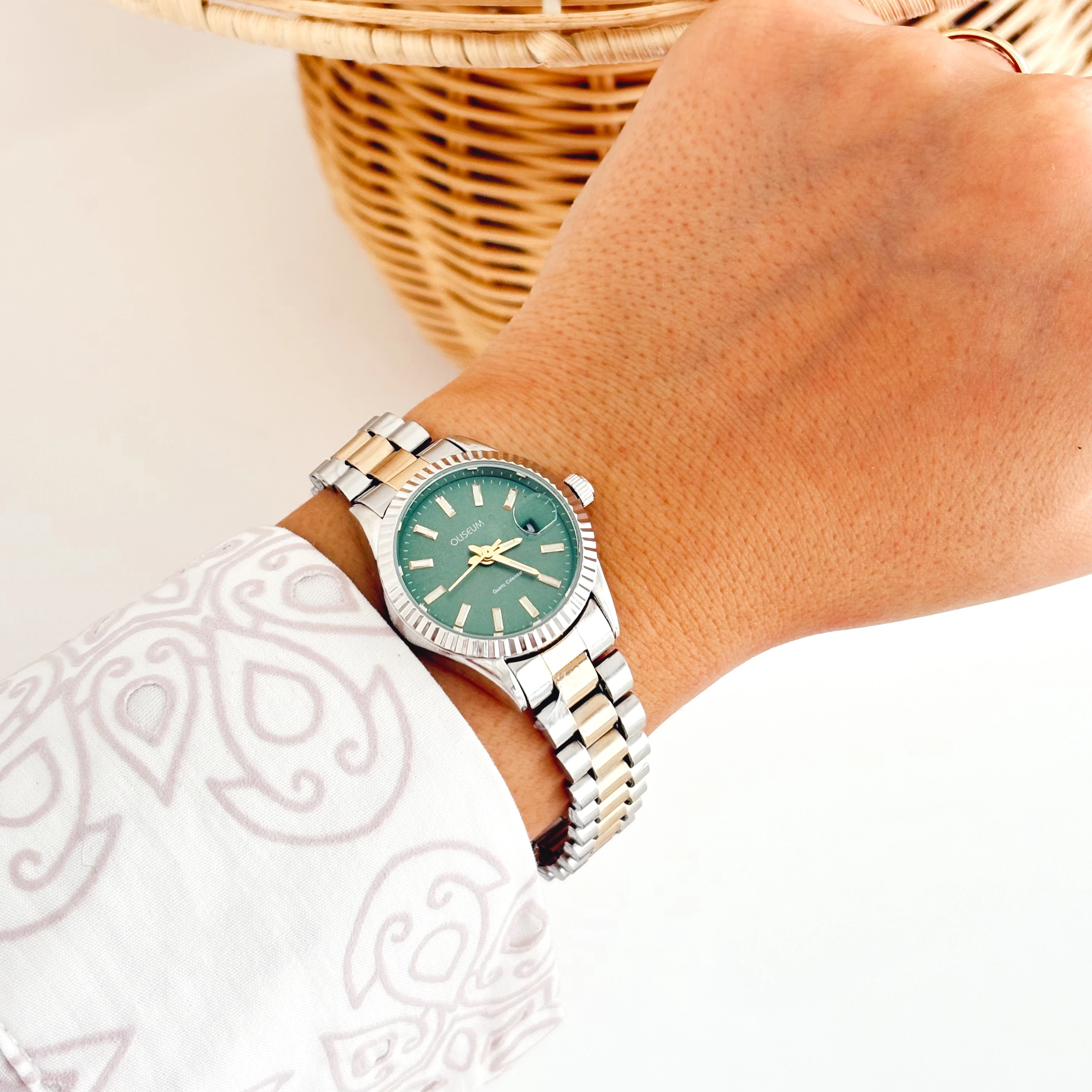 Coren Grey-Gold-Green Watch | Saat