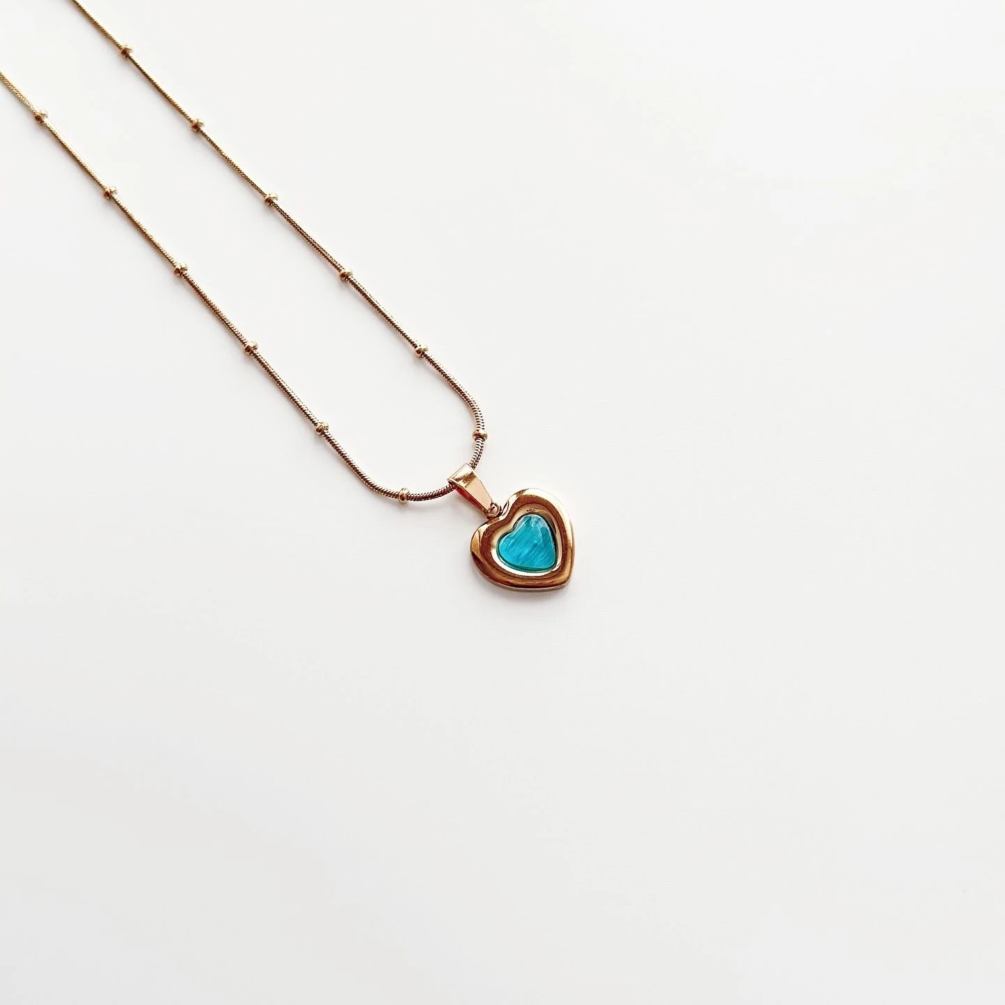 Blue Heart Steel Necklace | Çelik Kolye