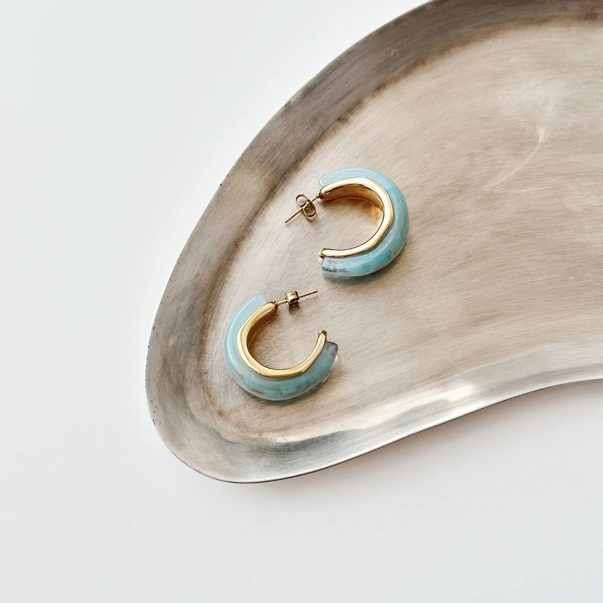 Green Clou Steel Earring | Çelik Küpe