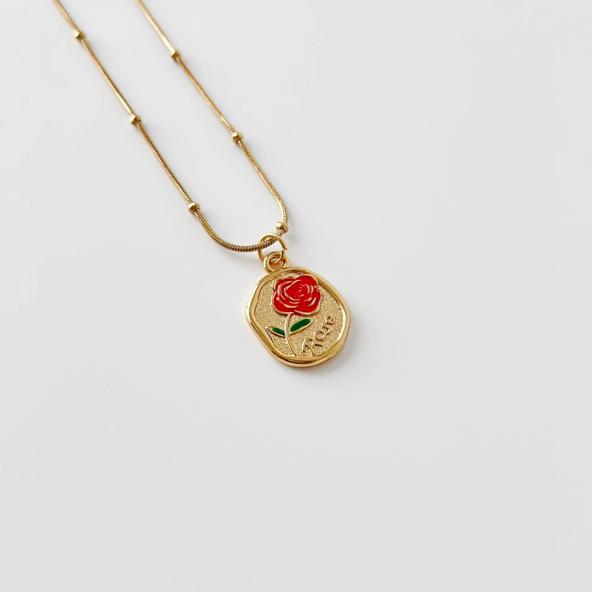 Red Rose Steel Necklace | Çelik Kolye