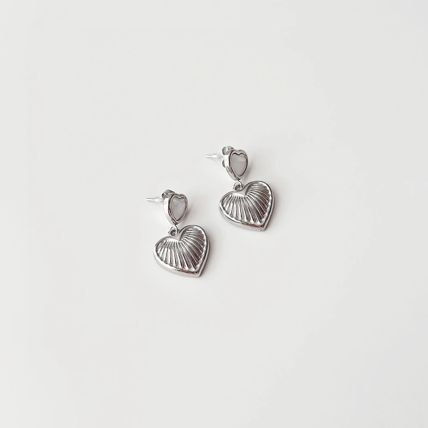 Heartley Grey Steel Earring | Çelik Küpe