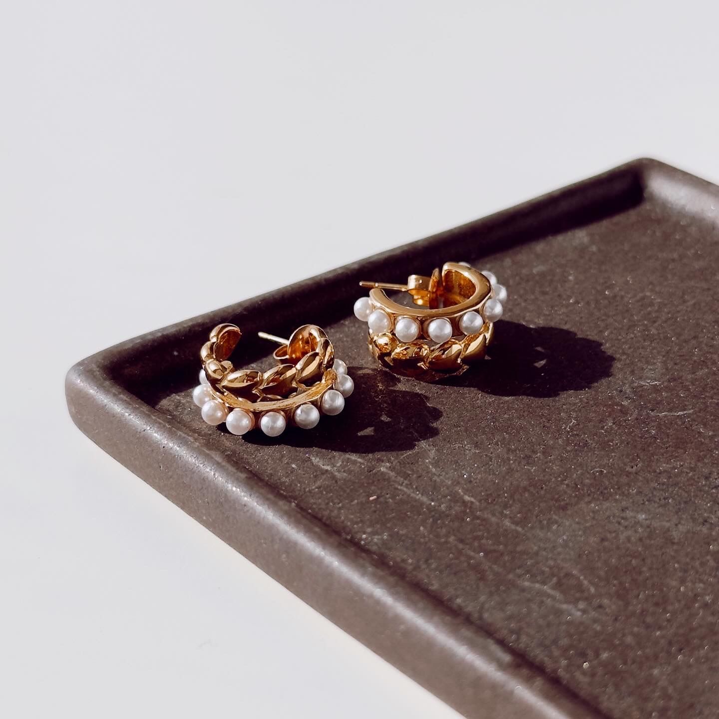 Le Pearl Steel Earring | Çelik Küpe