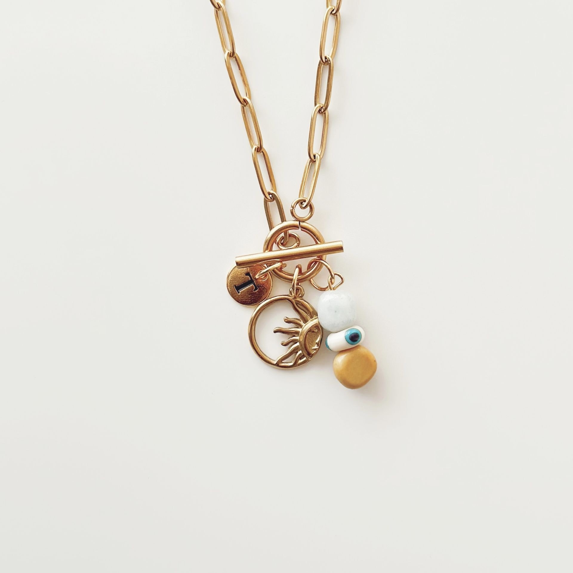 Mookaite Steel Necklace | Çelik Kolye