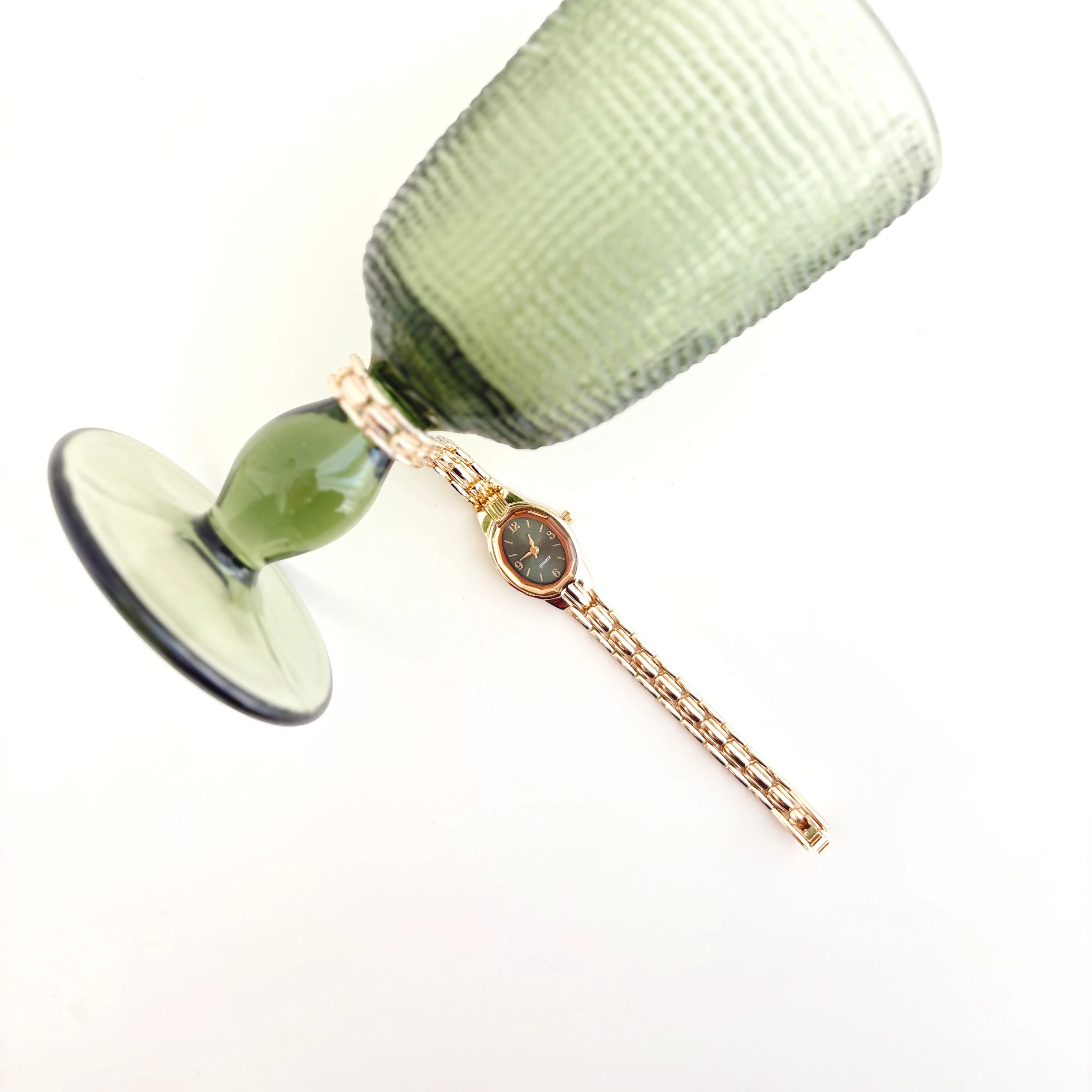 Orren Gold-Green Watch | Saat