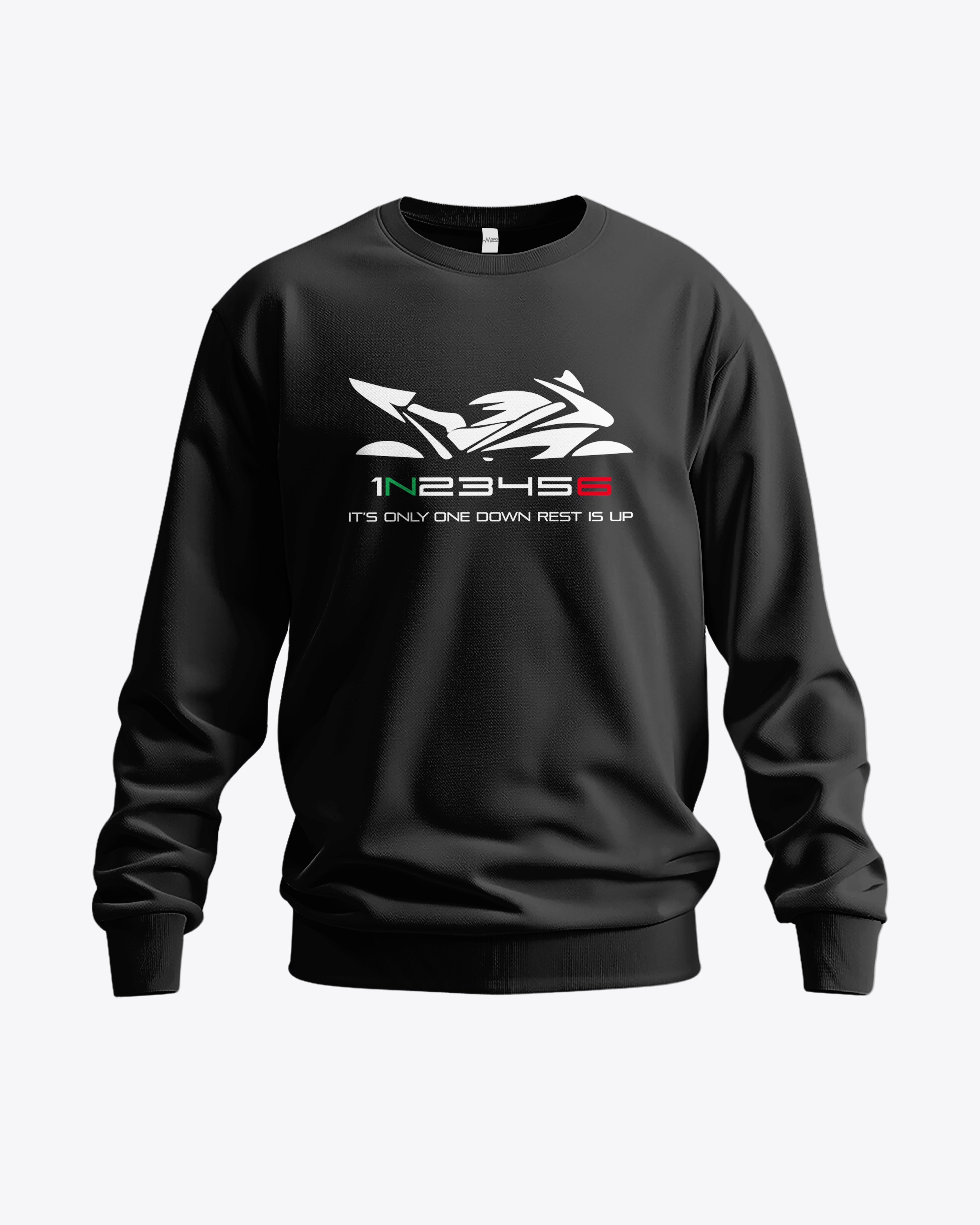 Motorcycle Gear One Down Rest is Up Baskılı Sweatshirt