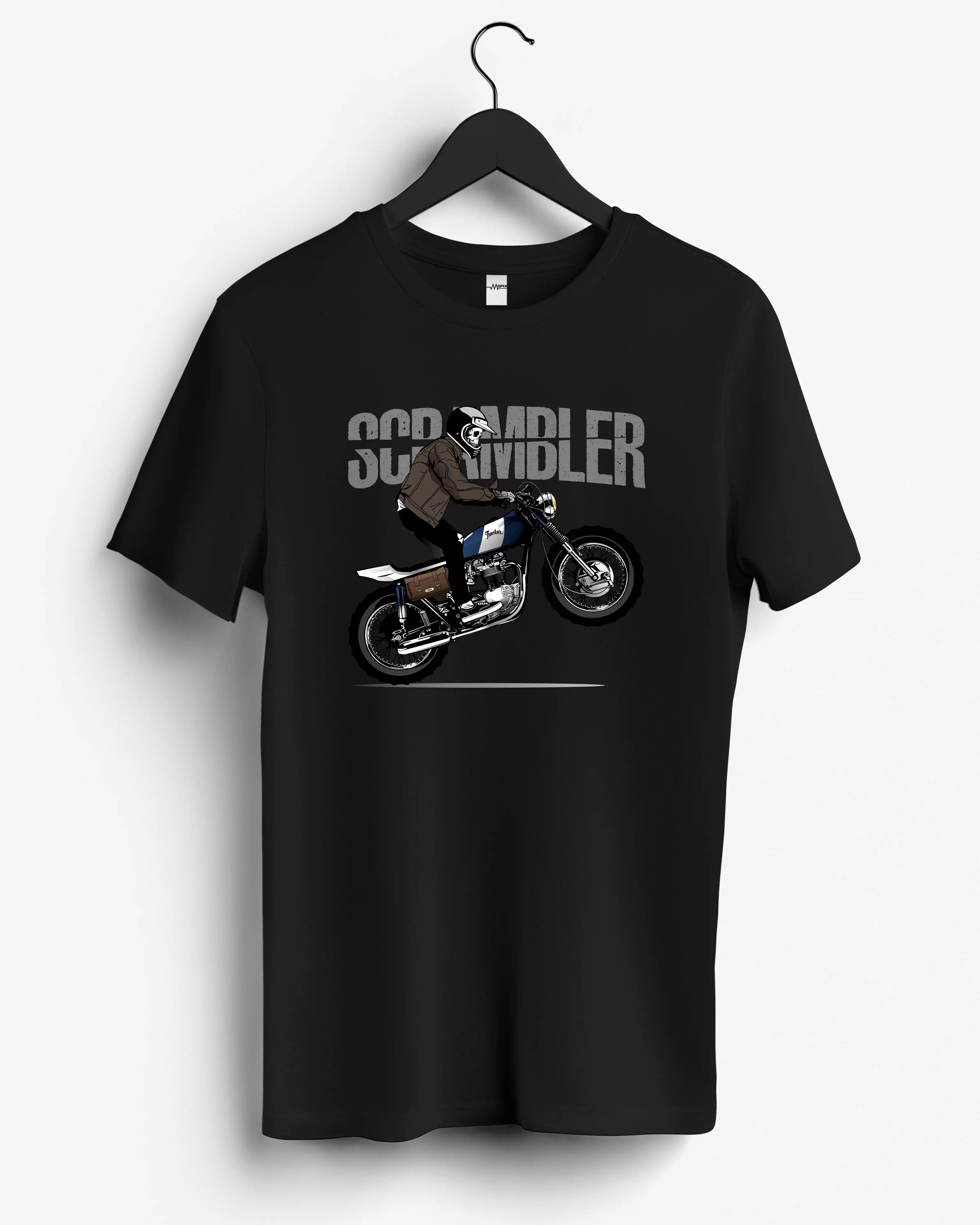 Scrambler Skull Motorcycle Rider Baskılı Tişört