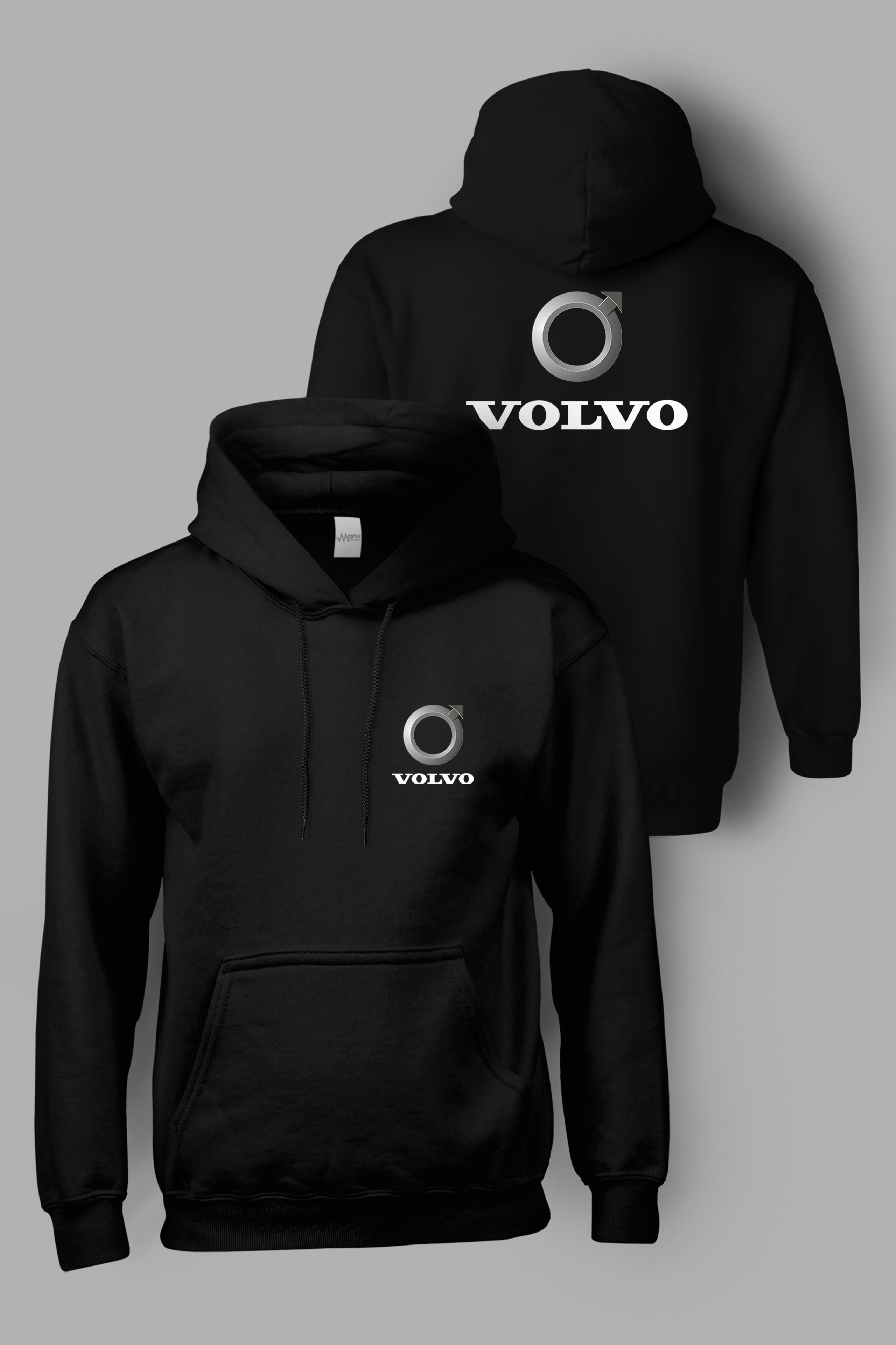 Volvo Logo Sırt Baskılı Kapüşonlu Sweatshirt