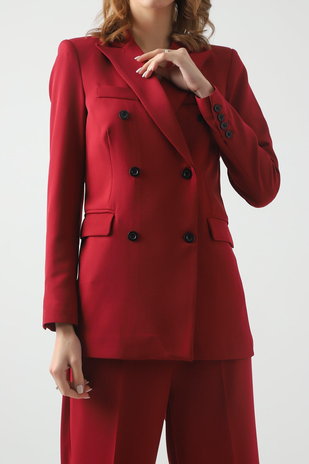 Bordo Ceket Pantolon Takım