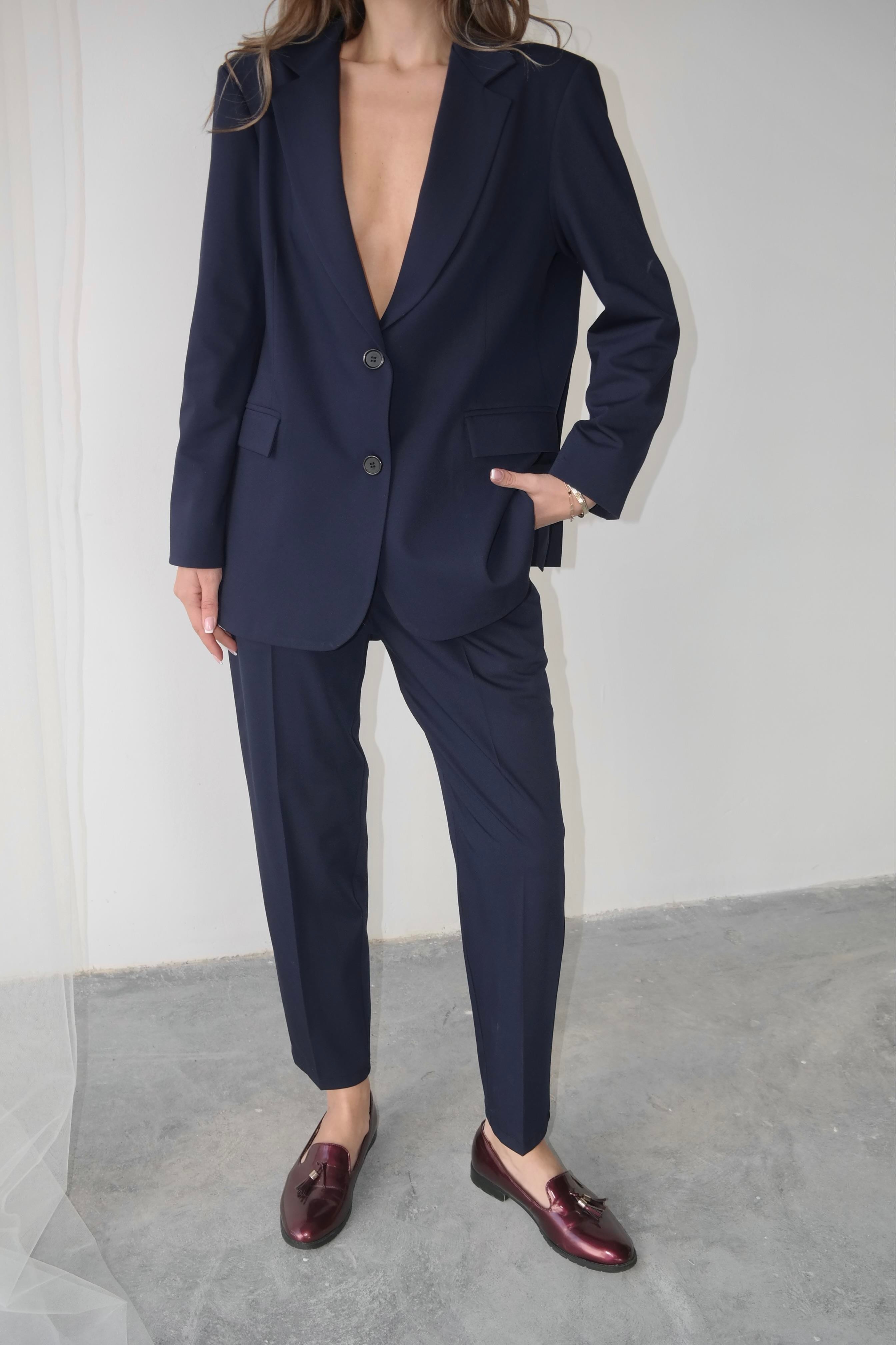 Maskülen Blazer Ceket Lacivert