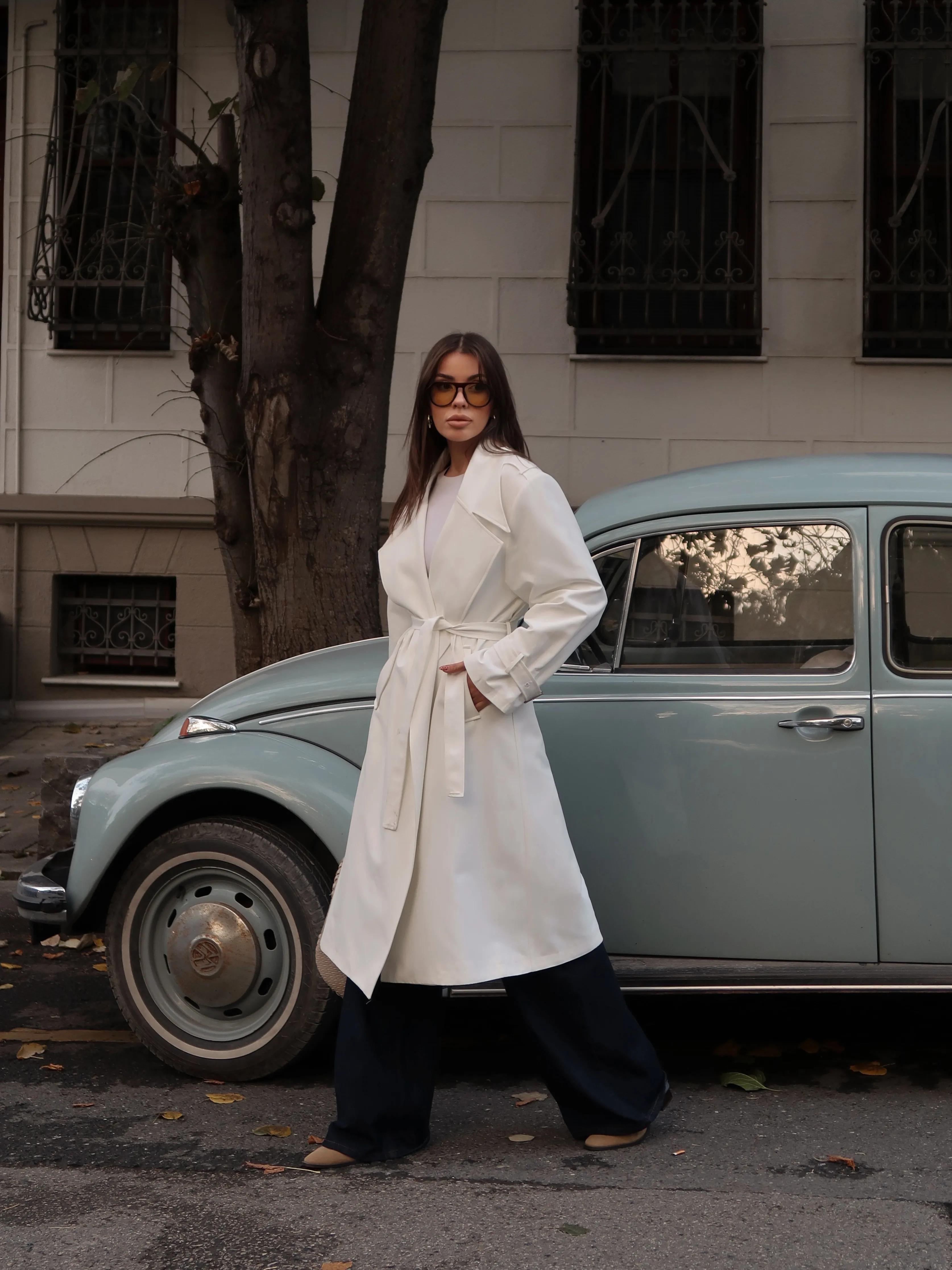 Yasmin Trençkot Beyaz