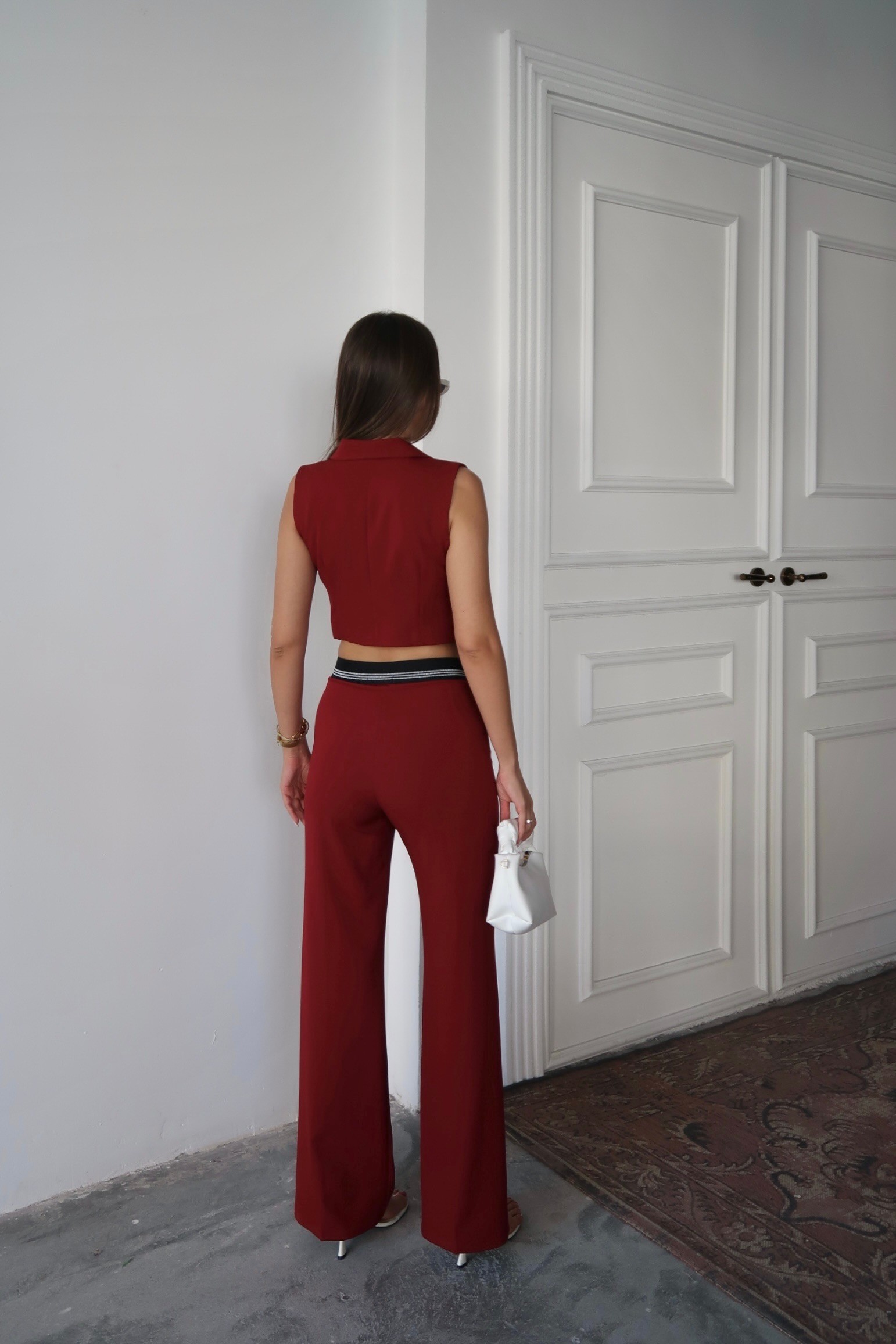 Vesta Yelek-Pantolon Takım Bordo