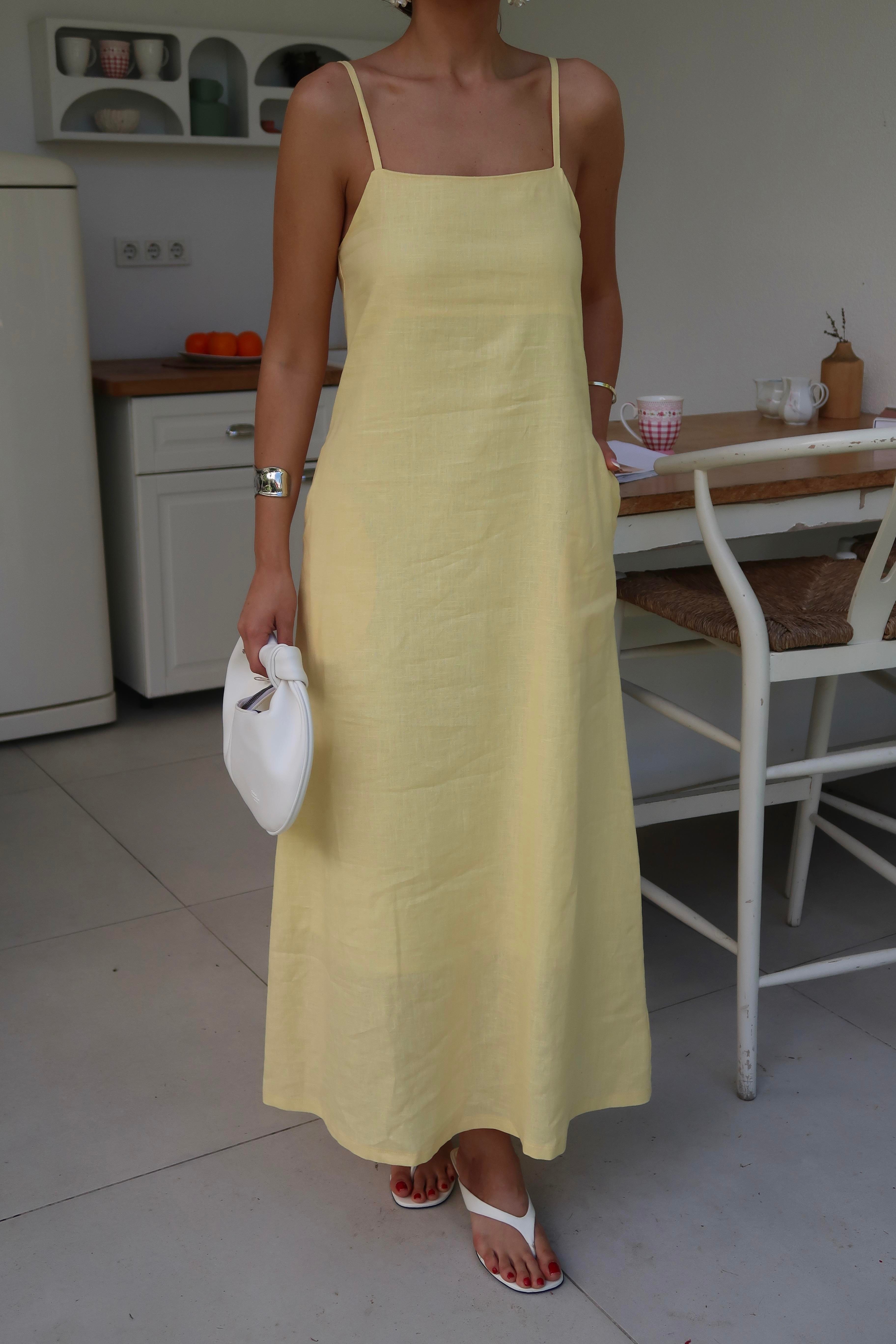 Palma Summer Casey Askılı Elbise Sarı